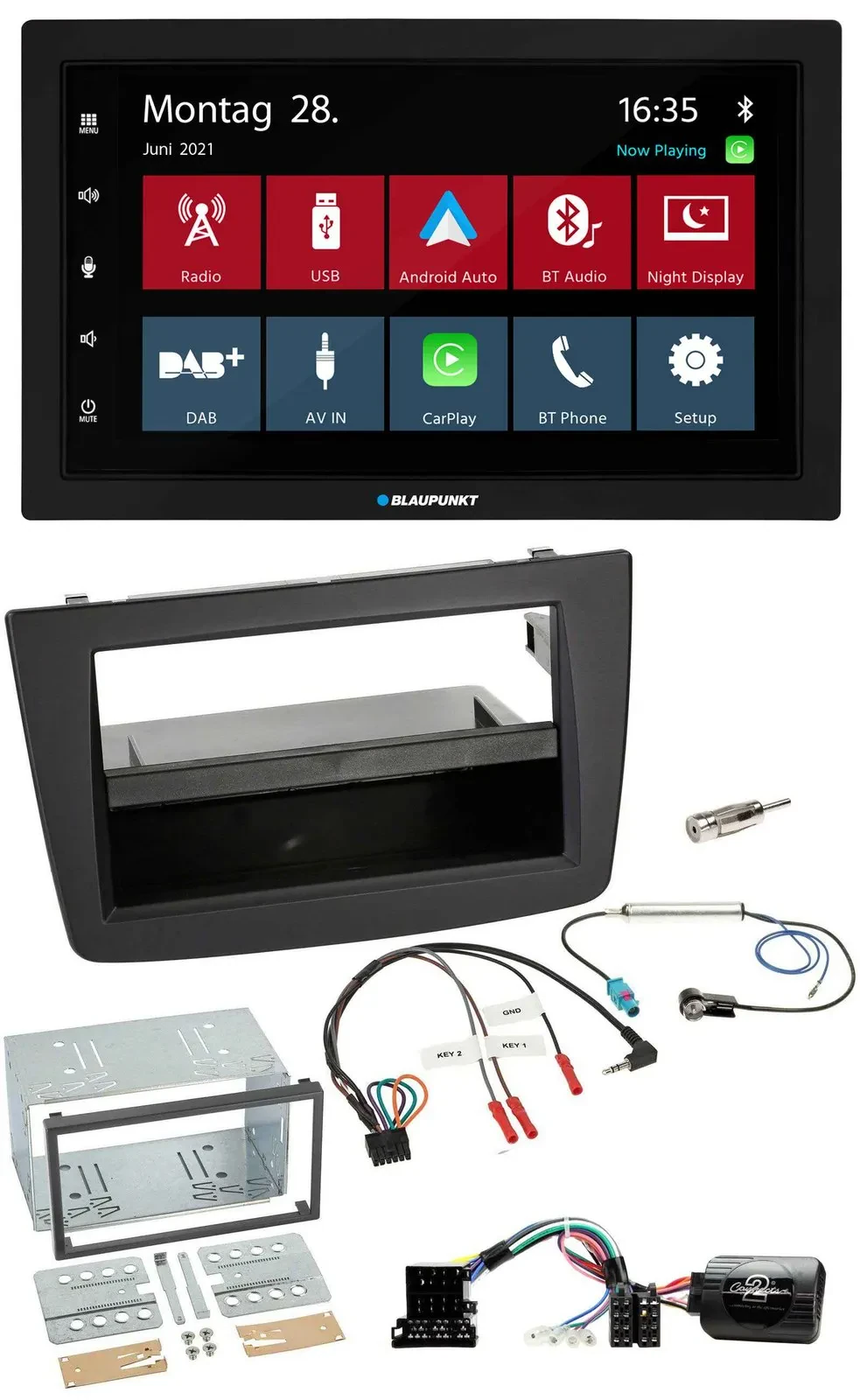 Автомагнитола для Alfa Romeo Mito (2008–2014) Blaupunkt 2DIN, Bluetooth, DAB, USB, поддержка кнопок на руле