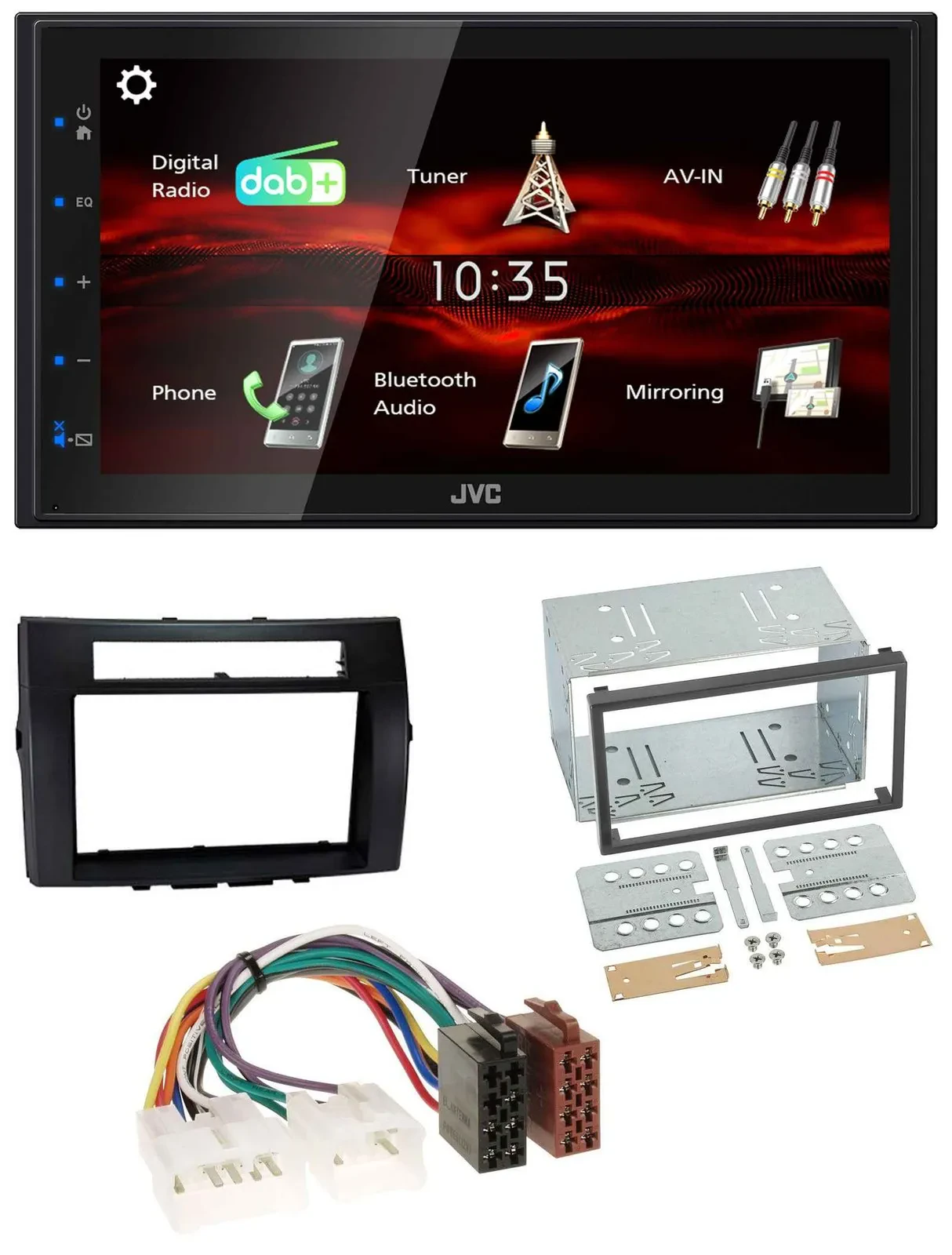 JVC USB Bluetooth MP3 DAB 2DIN Autoradio für Toyota Corolla 04-09 Verso schwarz