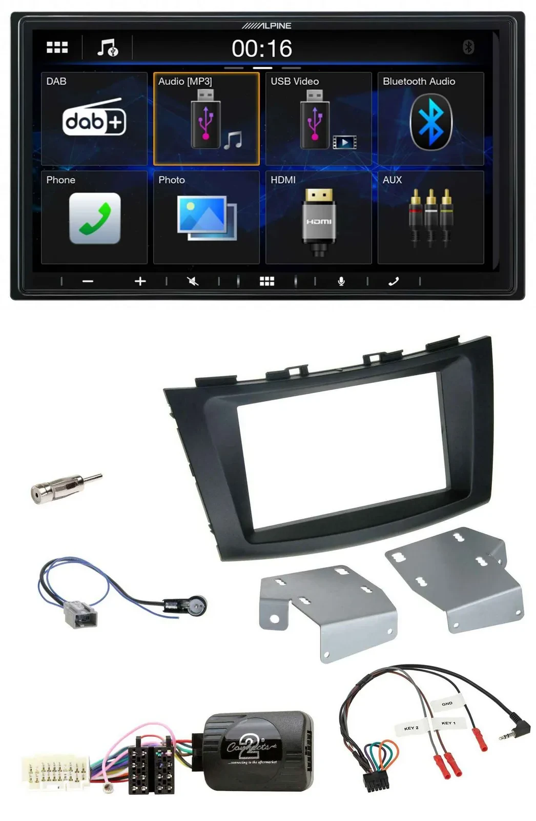 Alpine Bluetooth 2DIN Lenkrad DAB USB Autoradio für Suzuki Swift ab 2011