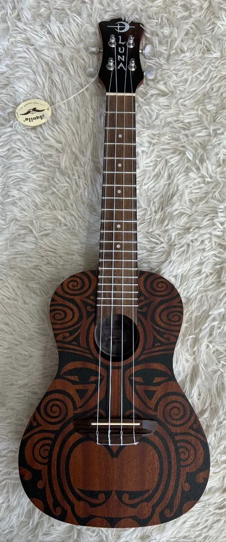 Luna Guitars Luna UKE TRIBAL Concert Size Mahogany Acoustic Ukulele - Satin Natural