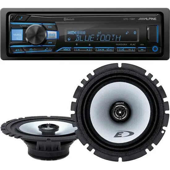 Alpine UTE-73BT Single-DIN Receiver with Bluetooth and 6.5" Coaxial Speakers