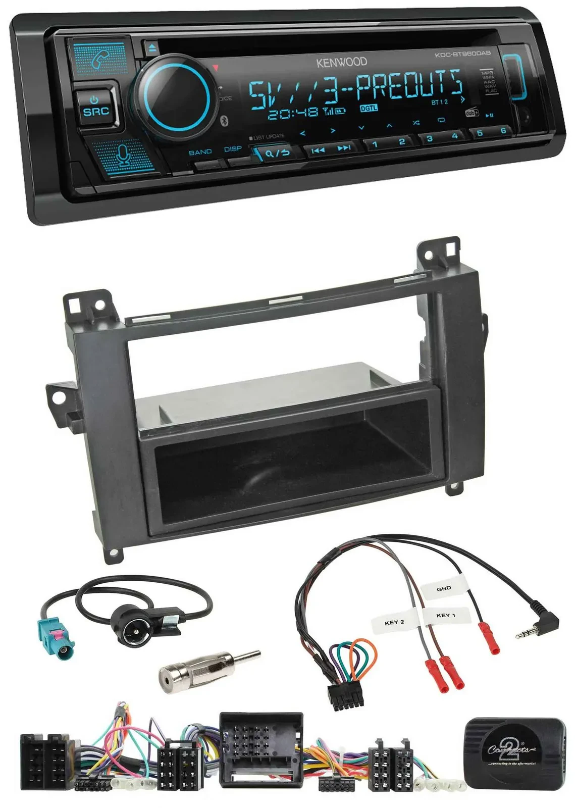 Kenwood Bluetooth USB CD Lenkrad DAB Autoradio für Mercedes A-Klasse W169 B-Klas