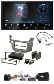 Kenwood Bluetooth 2DIN USB DAB Lenkrad Autoradio für Honda Jazz ab 2014 silber