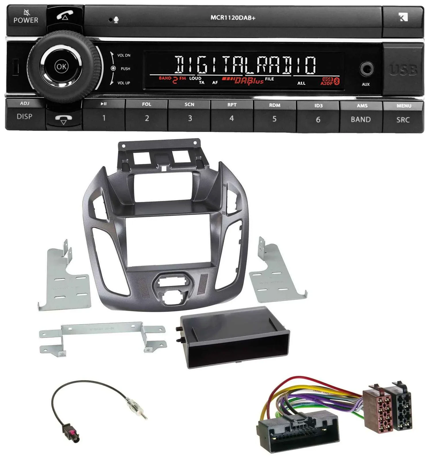 Kienzle Bluetooth MP3 USB DAB Autoradio für Ford Transit Connect 12-18 Display P
