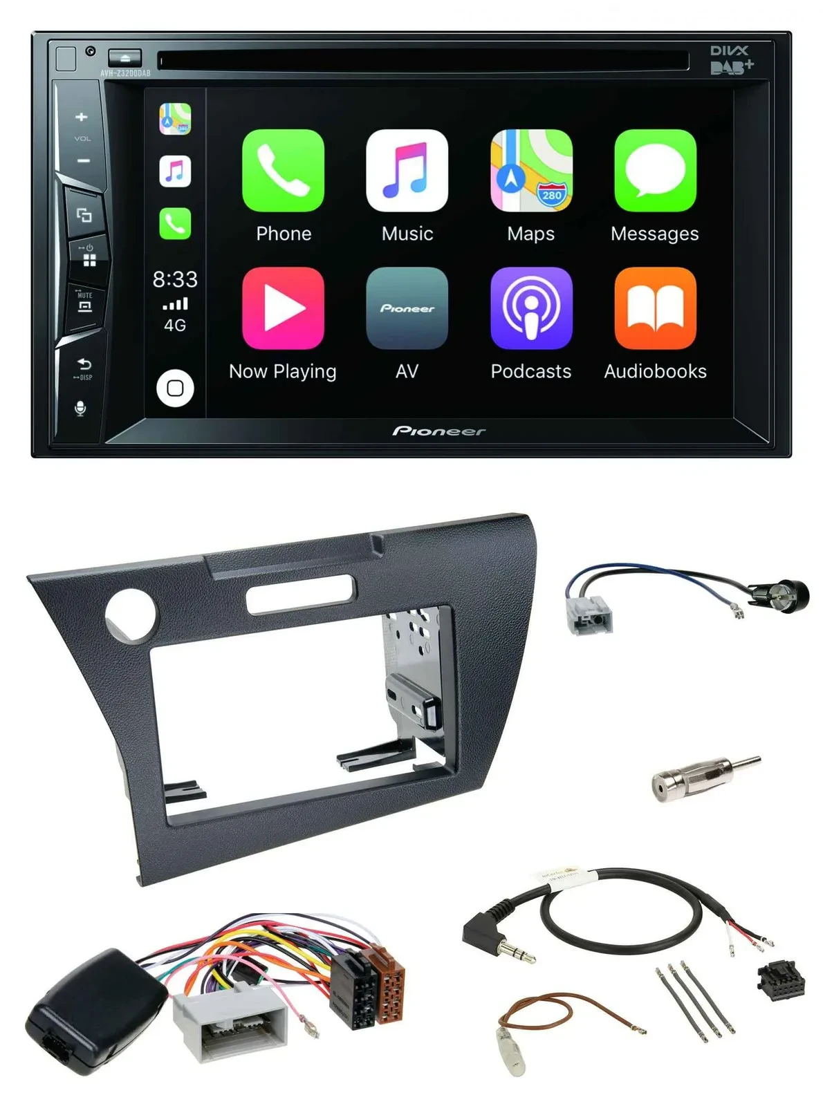 Pioneer Lenkrad USB DVD Bluetooth DAB 2DIN Autoradio für Honda CR-Z 2010-2013