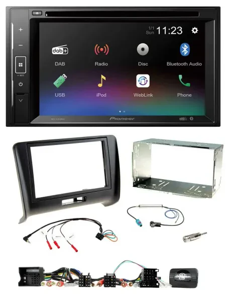 Pioneer Bluetooth Lenkrad USB 2DIN DAB DVD Autoradio für Audi TT 2006-2014