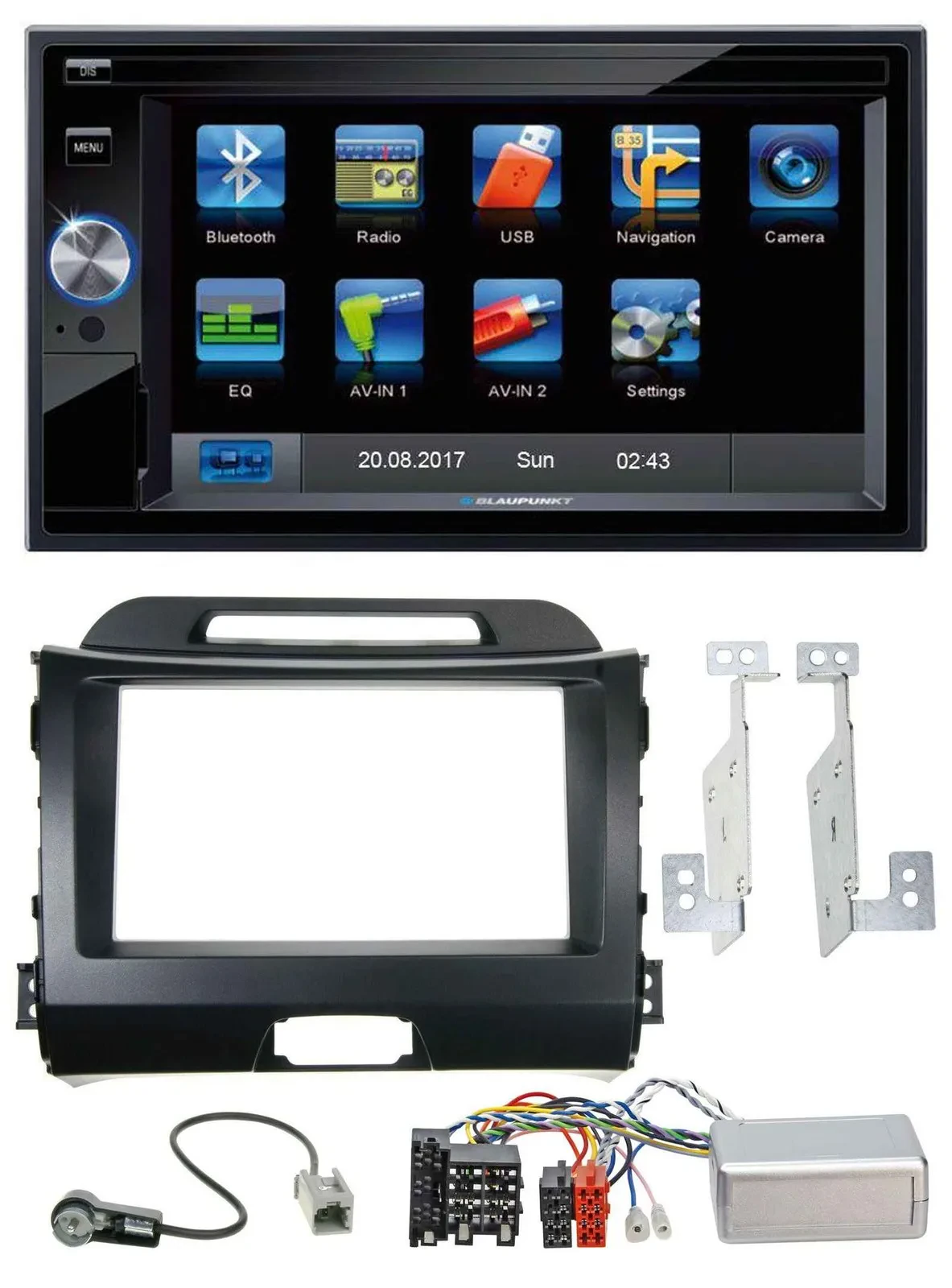 Blaupunkt SD USB TMC Bluetooth 2DIN Lenkrad Navigation für Kia Sportage III 10-1