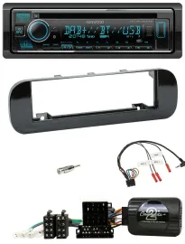 Kenwood Lenkrad Bluetooth DAB USB CD Autoradio für Fiat Panda 12-20 schwarz glän