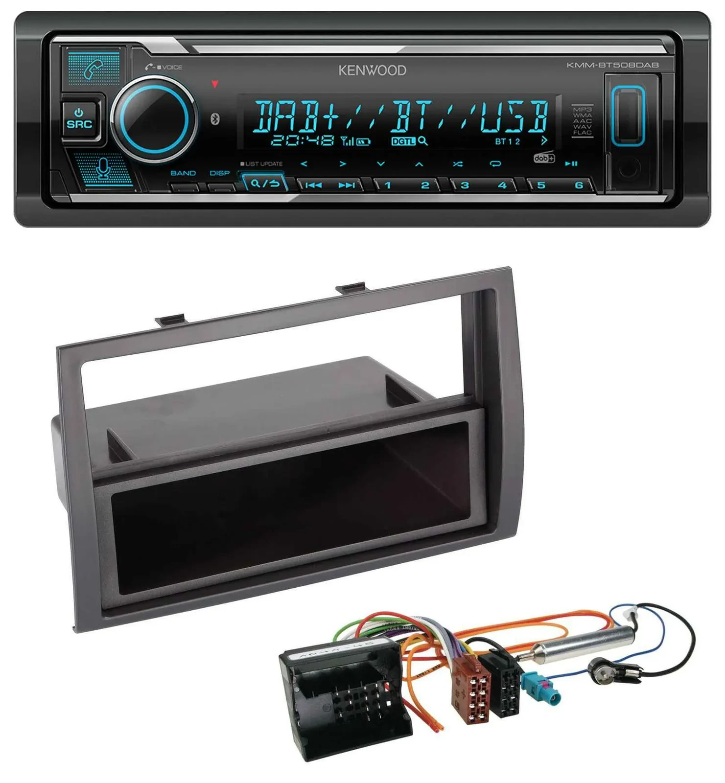 Автомагнитола Kenwood Bluetooth MP3 DAB USB для Citroen Jumper 2006–2011 (Quadlock)