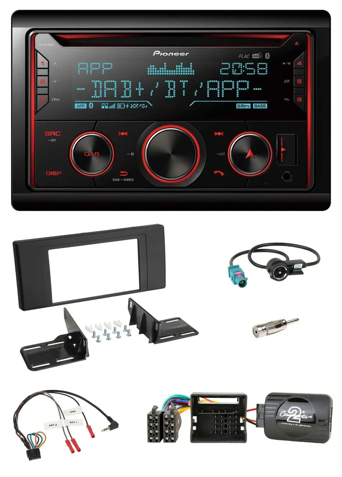 Pioneer 2DIN DAB Lenkrad Bluetooth USB CD Autoradio für BMW X5 E53 2000-2006