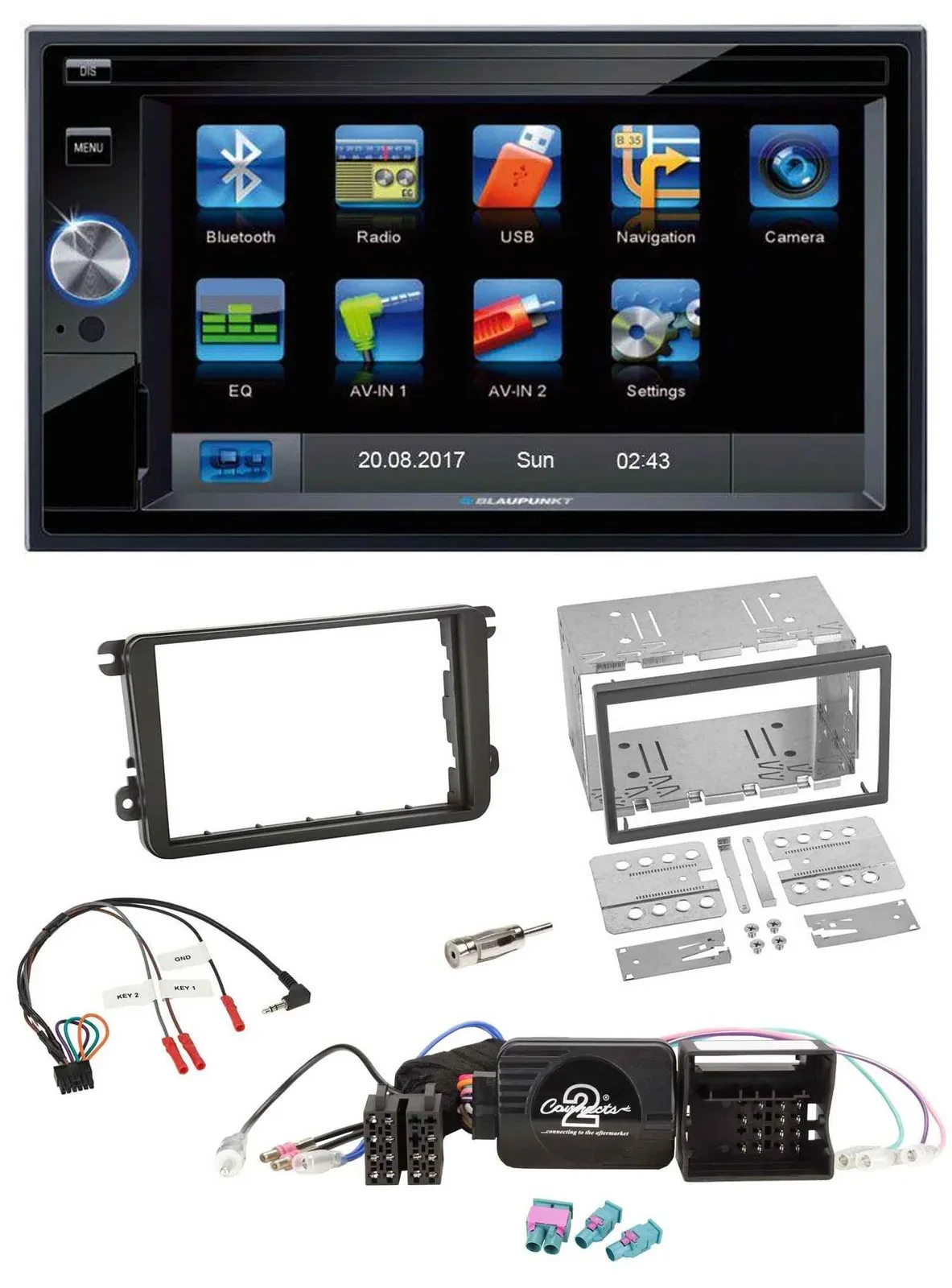 Blaupunkt SD USB TMC Bluetooth 2DIN Lenkrad Navigation für VW Amarok Beetle EOS
