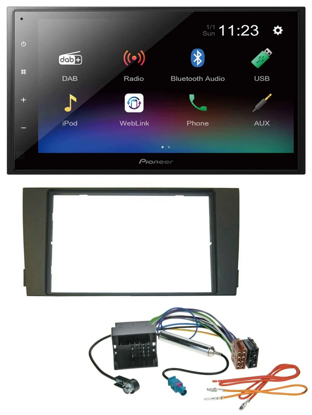 Автомагнитола Pioneer 2DIN USB Bluetooth DAB для Audi A6 (2001–2005) C5 Quadlock