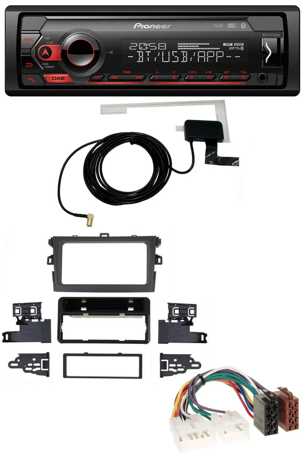 Автомагнитола Pioneer DAB USB MP3 Bluetooth для Toyota Corolla 2009–2012, серебристая
