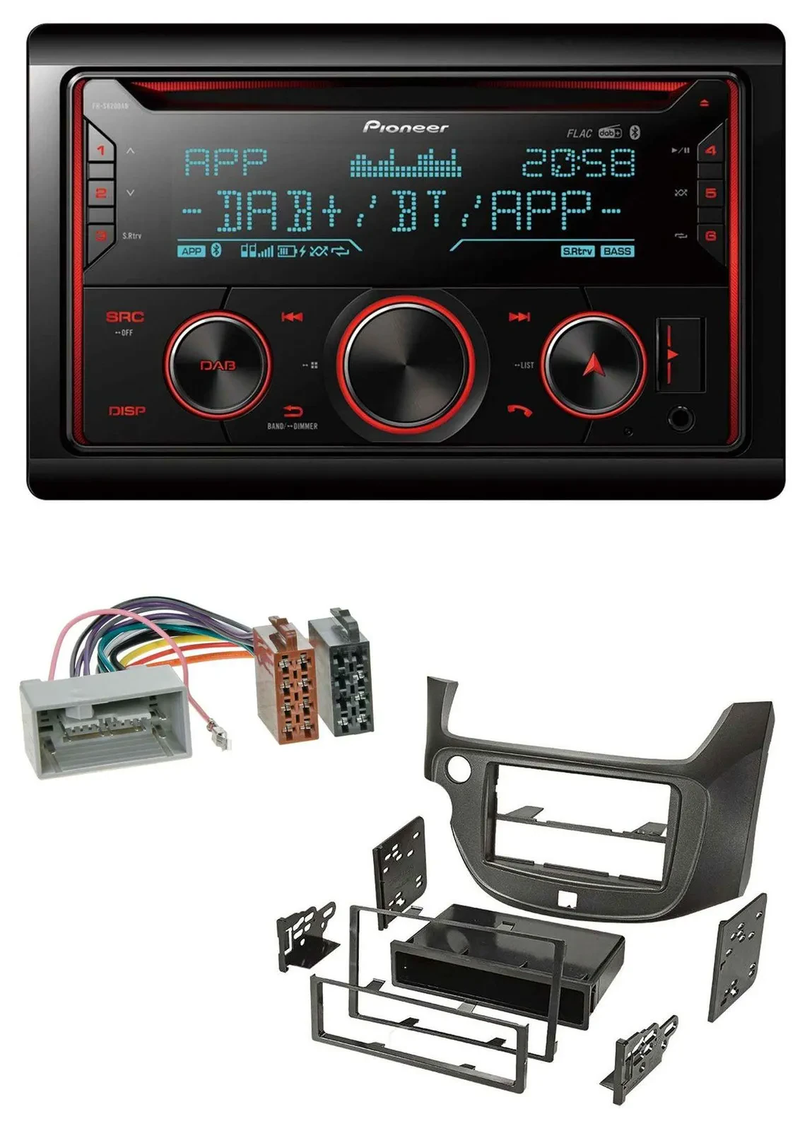 Автомагнитола для Honda Jazz Pioneer 2-DIN DAB MP3 Bluetooth USB CD темно-серая