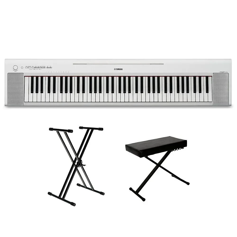 Yamaha Piaggero NP-35 76-Key Keyboard w/Power Adapter White Essentials Package