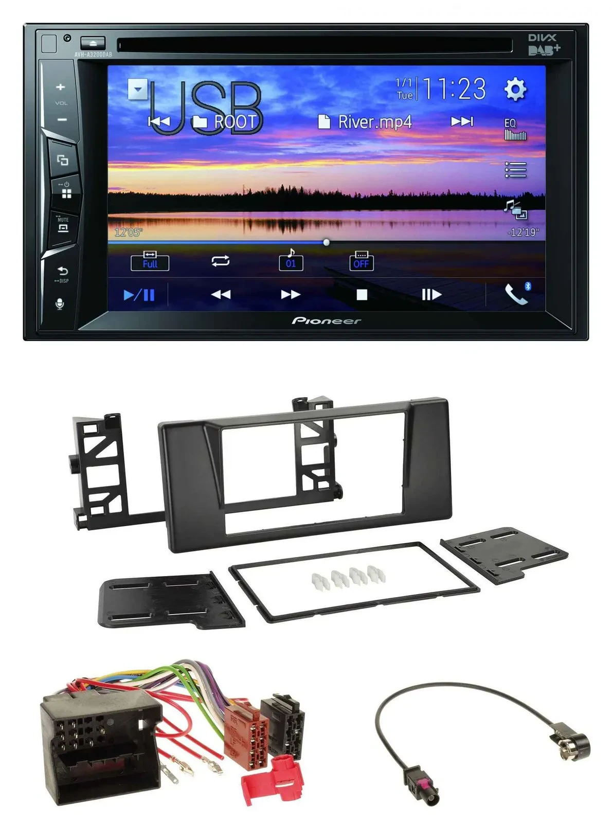 Автомагнитола Pioneer 2-DIN Bluetooth USB DVD DAB MP3 для BMW 5 E39 и X5 Quadlock