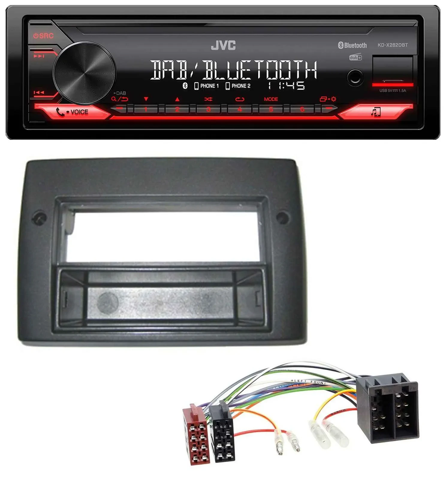 JVC Bluetooth USB DAB MP3 Autoradio für Fiat Stilo 192 01-08 Profiversion Ablage