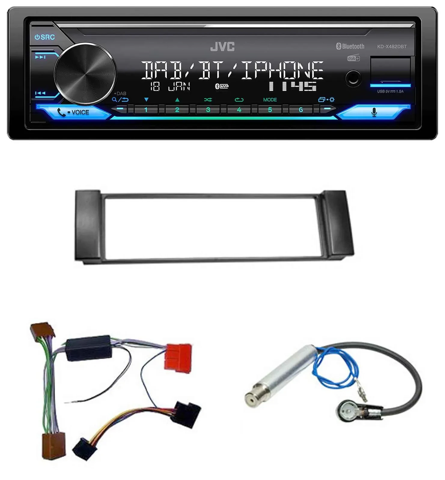JVC Bluetooth DAB USB MP3 Autoradio für Audi A3 8L 00-03 A6 C5 00-04 Aktivsystem