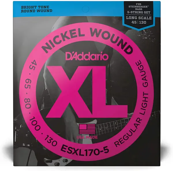 Струны для 5-струнной бас-гитары D'Addario EXL170-5 45-130