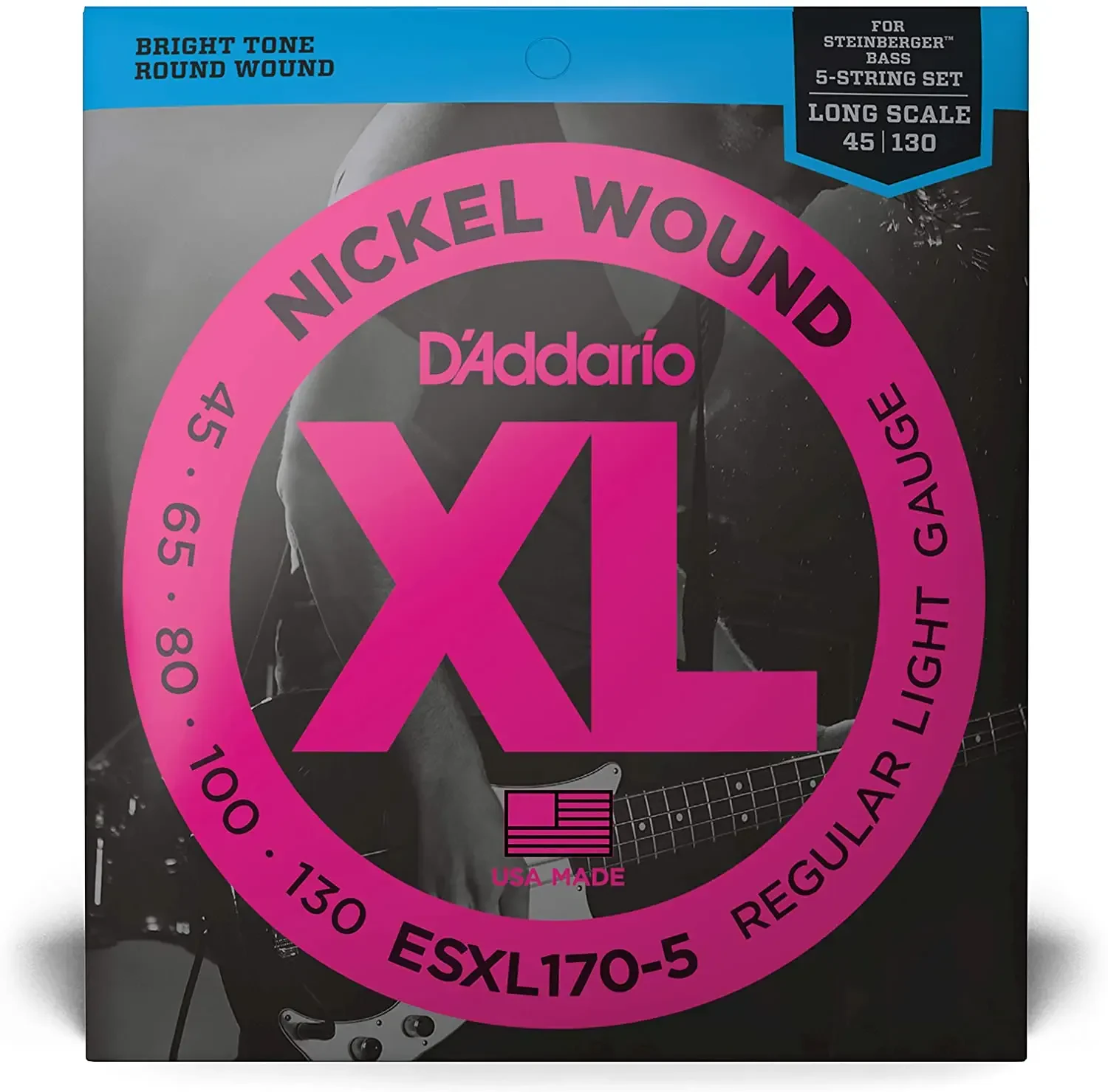 Струны для 5-струнной бас-гитары D'Addario EXL170-5 45-130