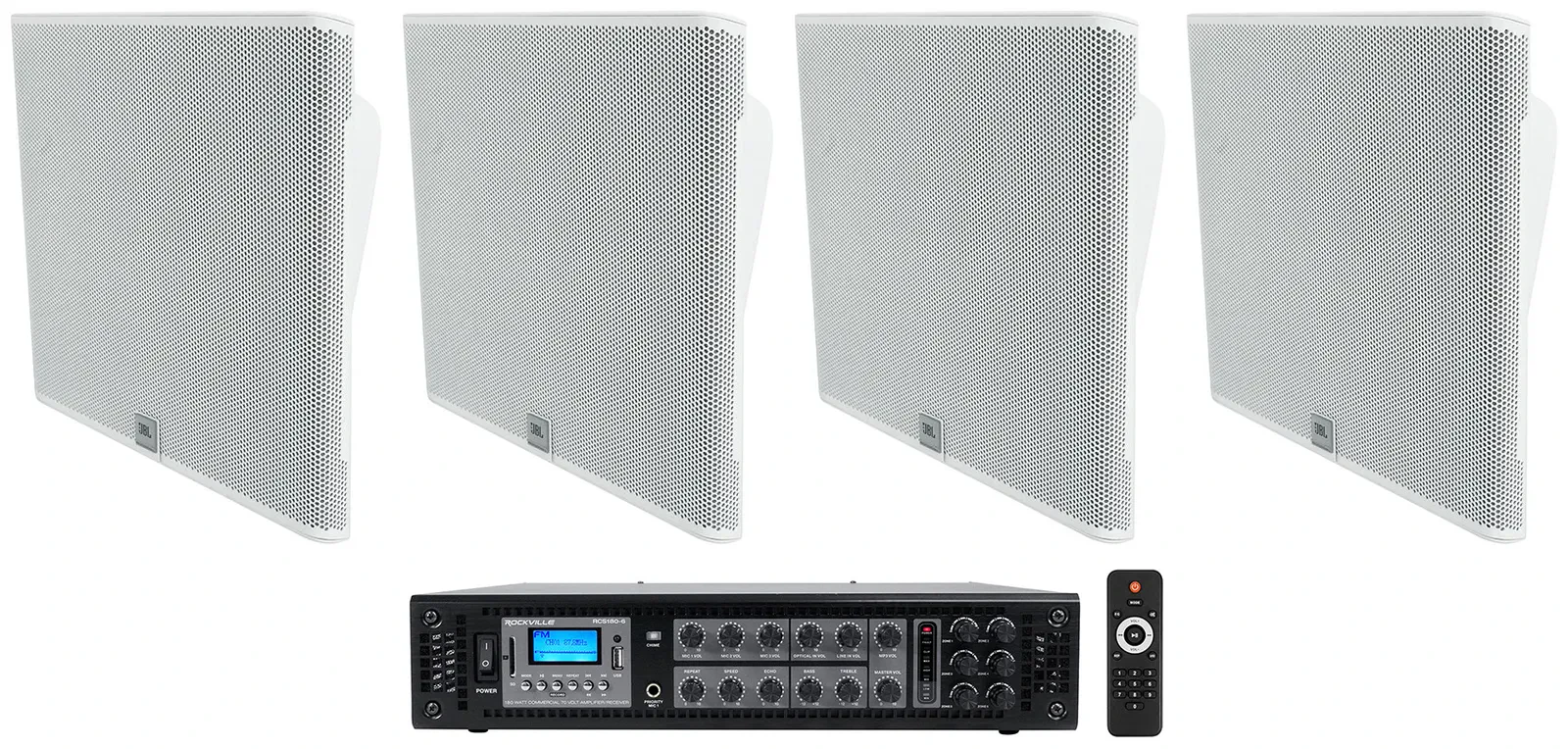 Комплект звука для коммерческого аудио JBL SLP14/T-WH + RCS180-6 4" 70V, белый (набор, 2 шт.)