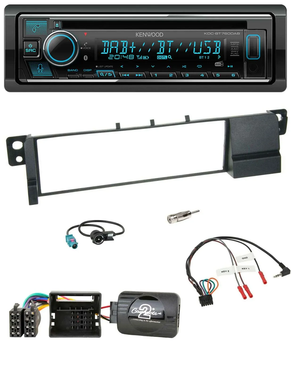 Kenwood Lenkrad Bluetooth DAB USB CD Autoradio für BMW 3er E46 2001-2007 Quadloc