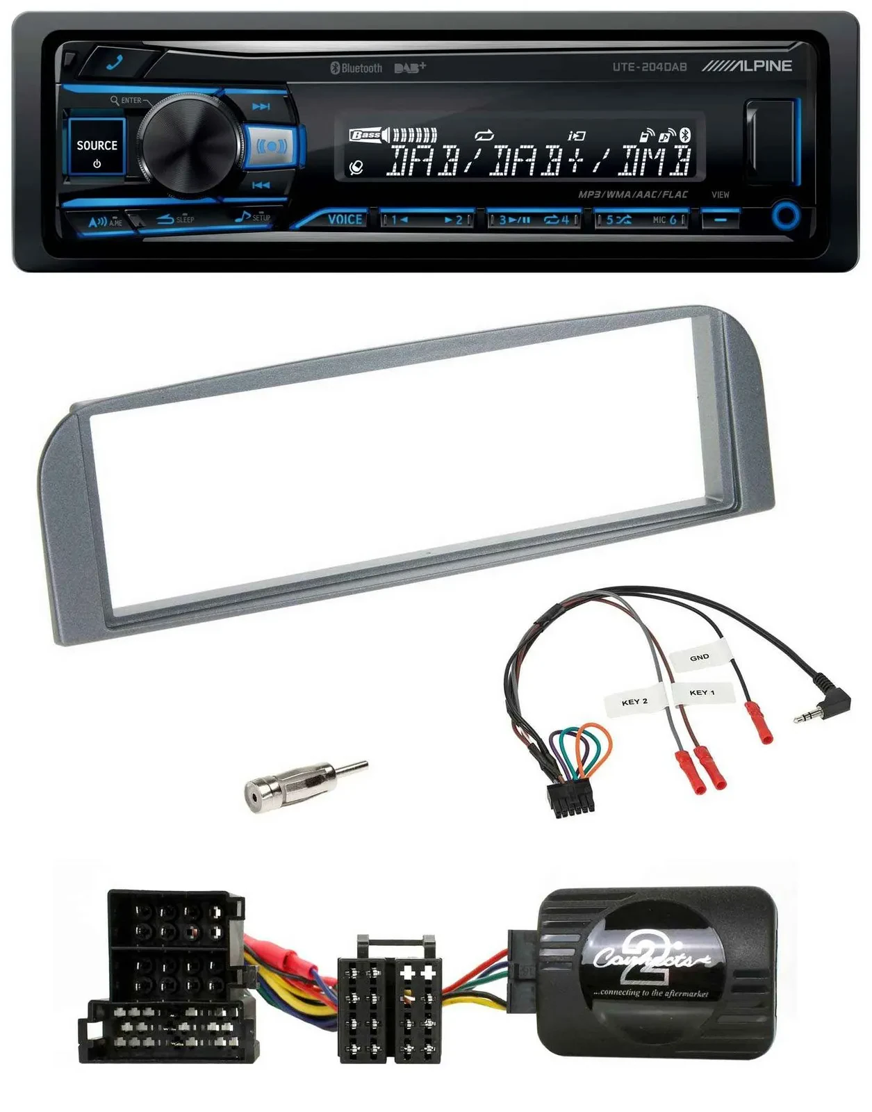 Alpine USB Bluetooth DAB Lenkrad Autoradio für Alfa 147 GT anthrazit