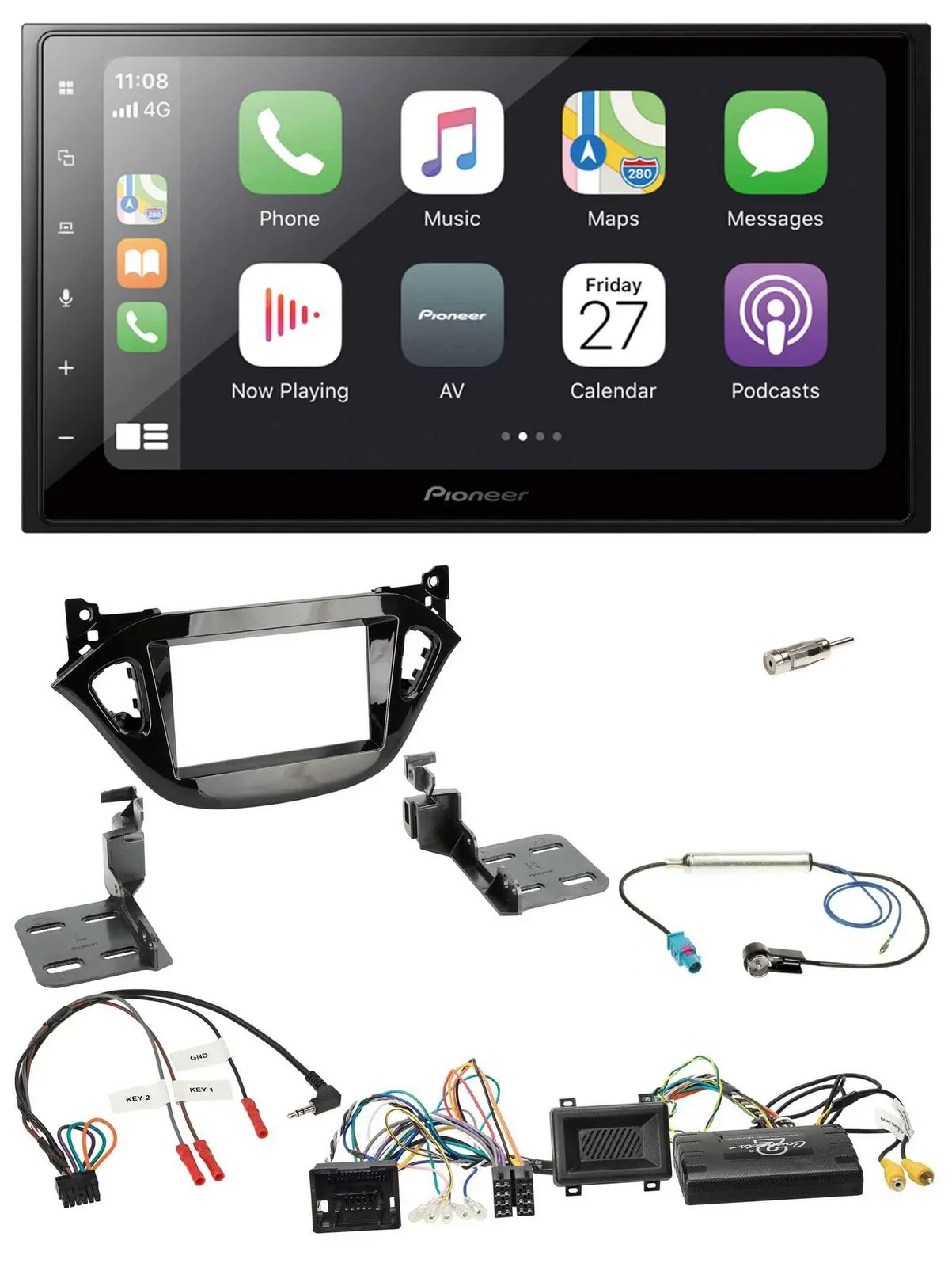 Pioneer Lenkrad Bluetooth DAB 2DIN USB Autoradio für Opel Adam Corsa E 2017-2019