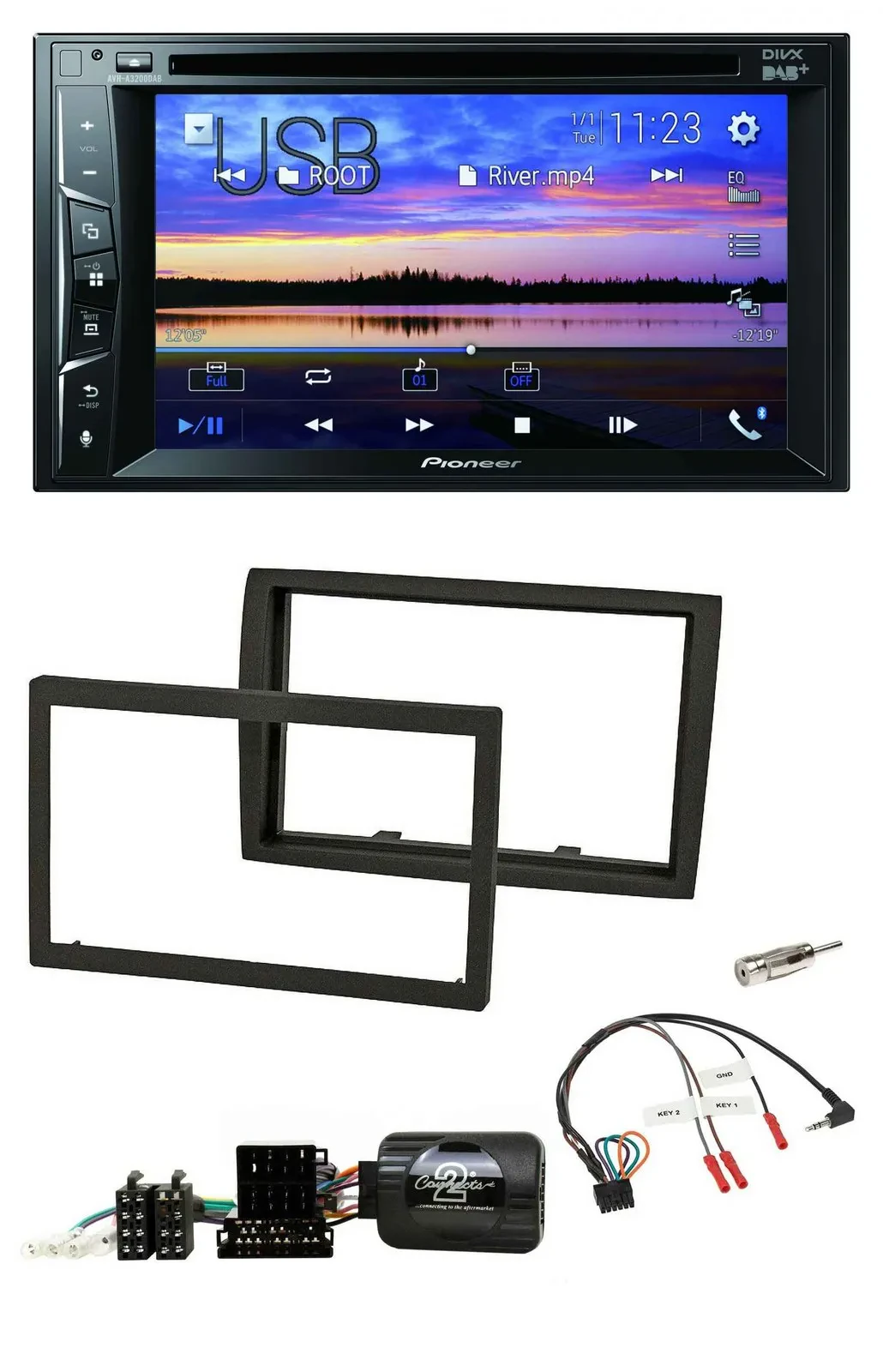 Автомагнитола для Fiat Ducato Pioneer 2-DIN, Bluetooth, USB, DVD, DAB, управление с руля