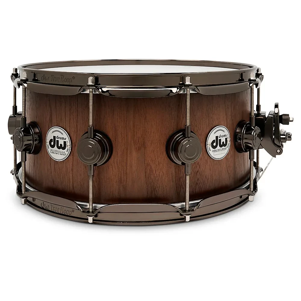 DW Pure Walnut Snare Drum - 14 x 6.5 in. Satin Quick Ebony Burst