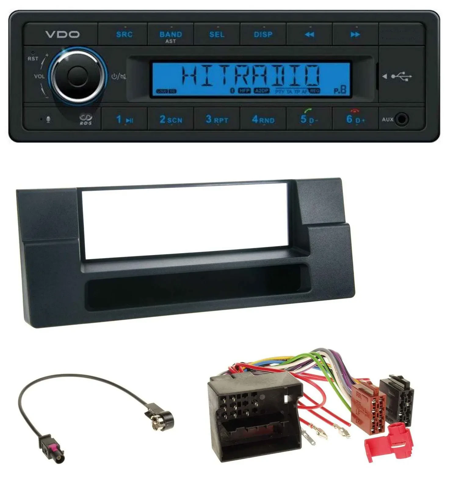VDO AUX Bluetooth USB MP3 Autoradio für BMW X5 E53 5er E39 Quadlock Ablagefach