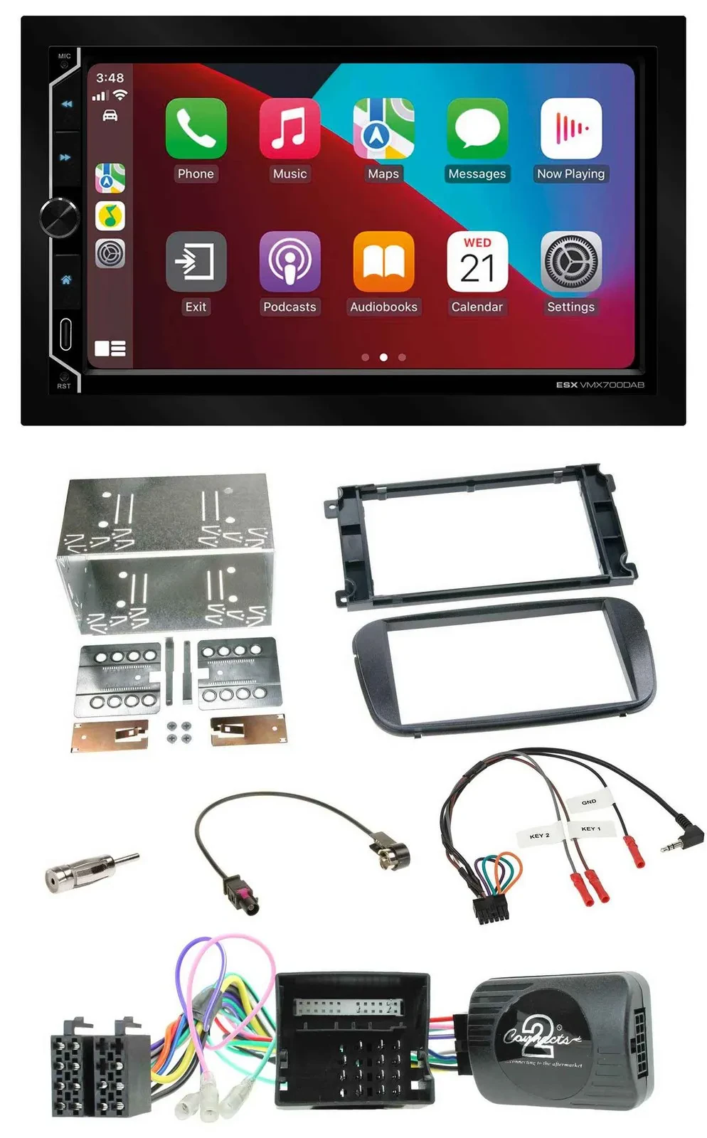 ESX 2DIN DAB USB Lenkrad Bluetooth Autoradio für Ford C-Max Galaxy Focus schwarz