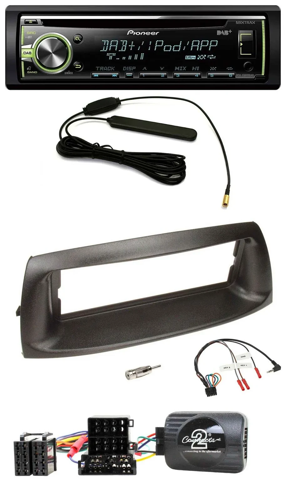 Pioneer MP3 USB CD DAB Lenkrad Autoradio für Fiat Punto 1999-2005