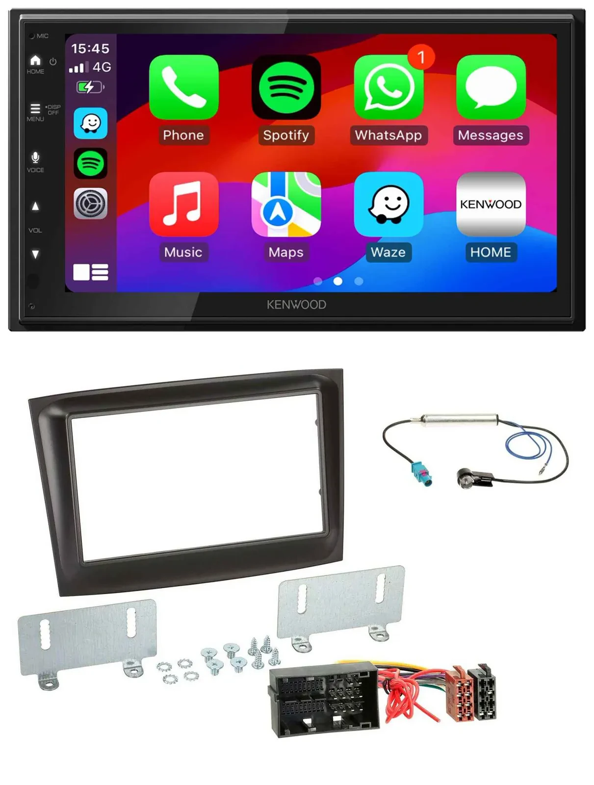 Kenwood MP3 USB DAB 2DIN Bluetooth Autoradio für Fiat Doblo ab 2015 schwarz