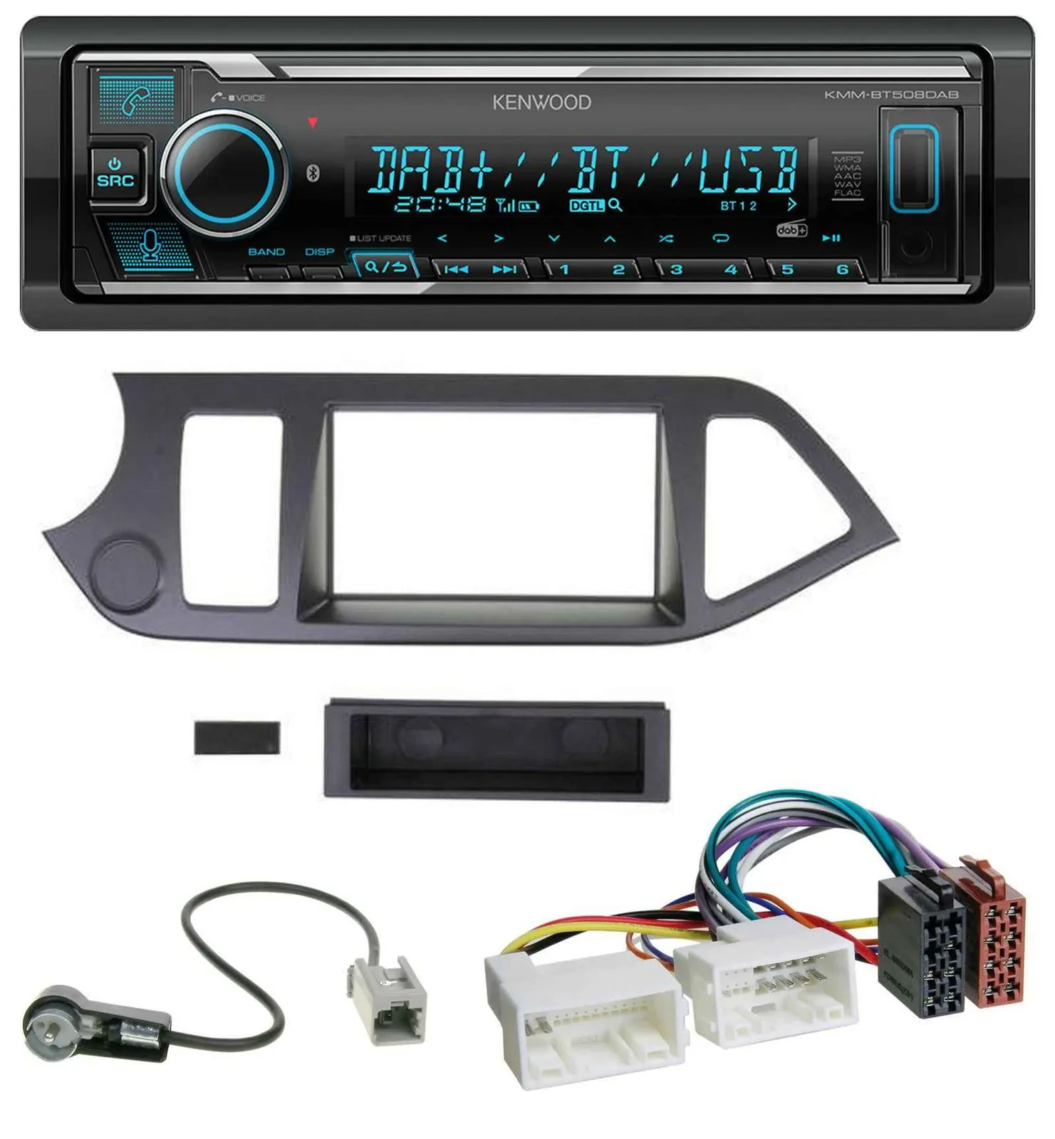 Автомагнитола для Kia Picanto Kenwood Bluetooth, DAB, USB, MP3 (с 2011, без Start-Stop)