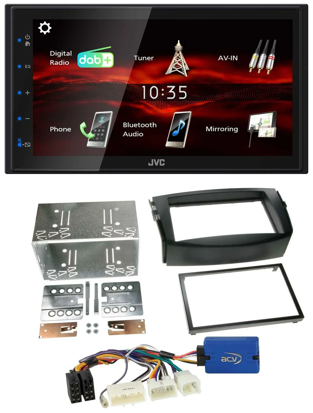 Автомагнитола для Toyota RAV4 2011–2013 JVC 2-DIN, USB, Bluetooth, MP3, DAB, 28-pin