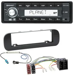 Continental MP3 AUX USB DAB 1DIN Autoradio für Fiat Panda (ab 2012) - schwarz