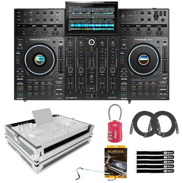 DJ-контроллер с джогом Denon DJ PRIME4+ Black с аксессуарами