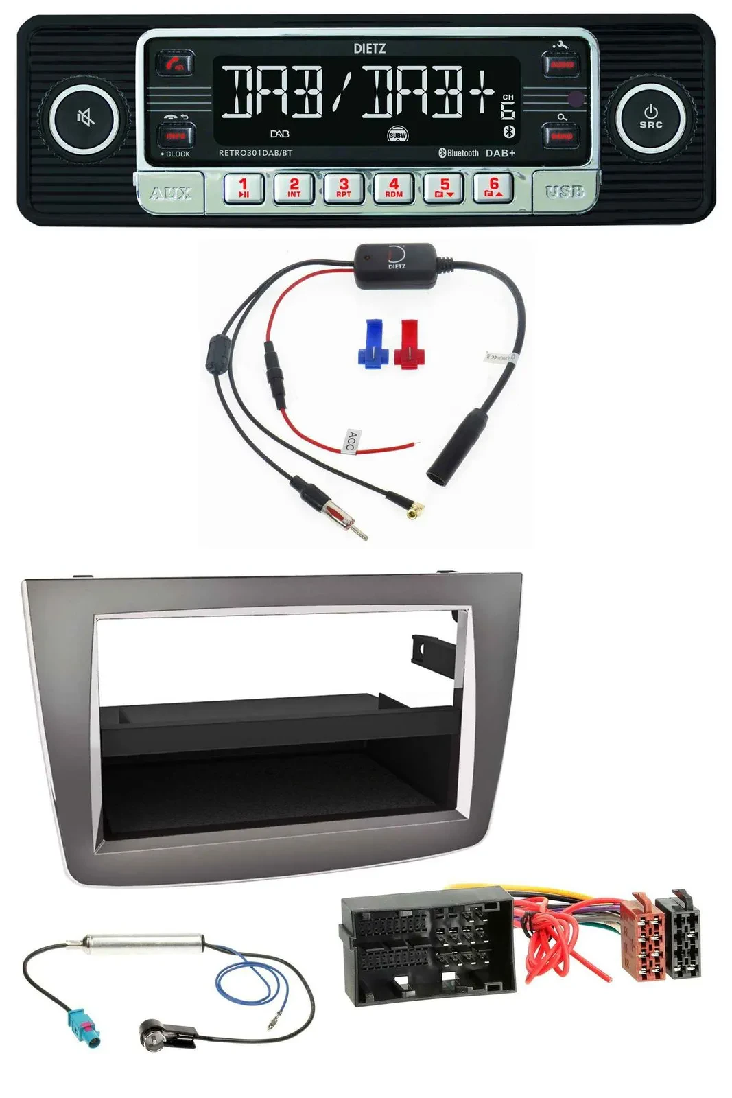 Dietz MP3 DAB Bluetooth USB Autoradio für Alfa Romeo Mito ab 14 955 silber