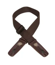 Lock-It Professional Poly Guitar Strap with Locking Leather Ends, Brown