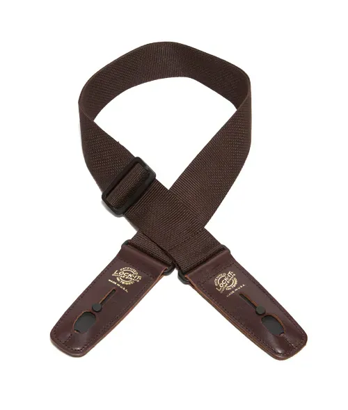 Lock-It Professional Poly Guitar Strap with Locking Leather Ends, Brown