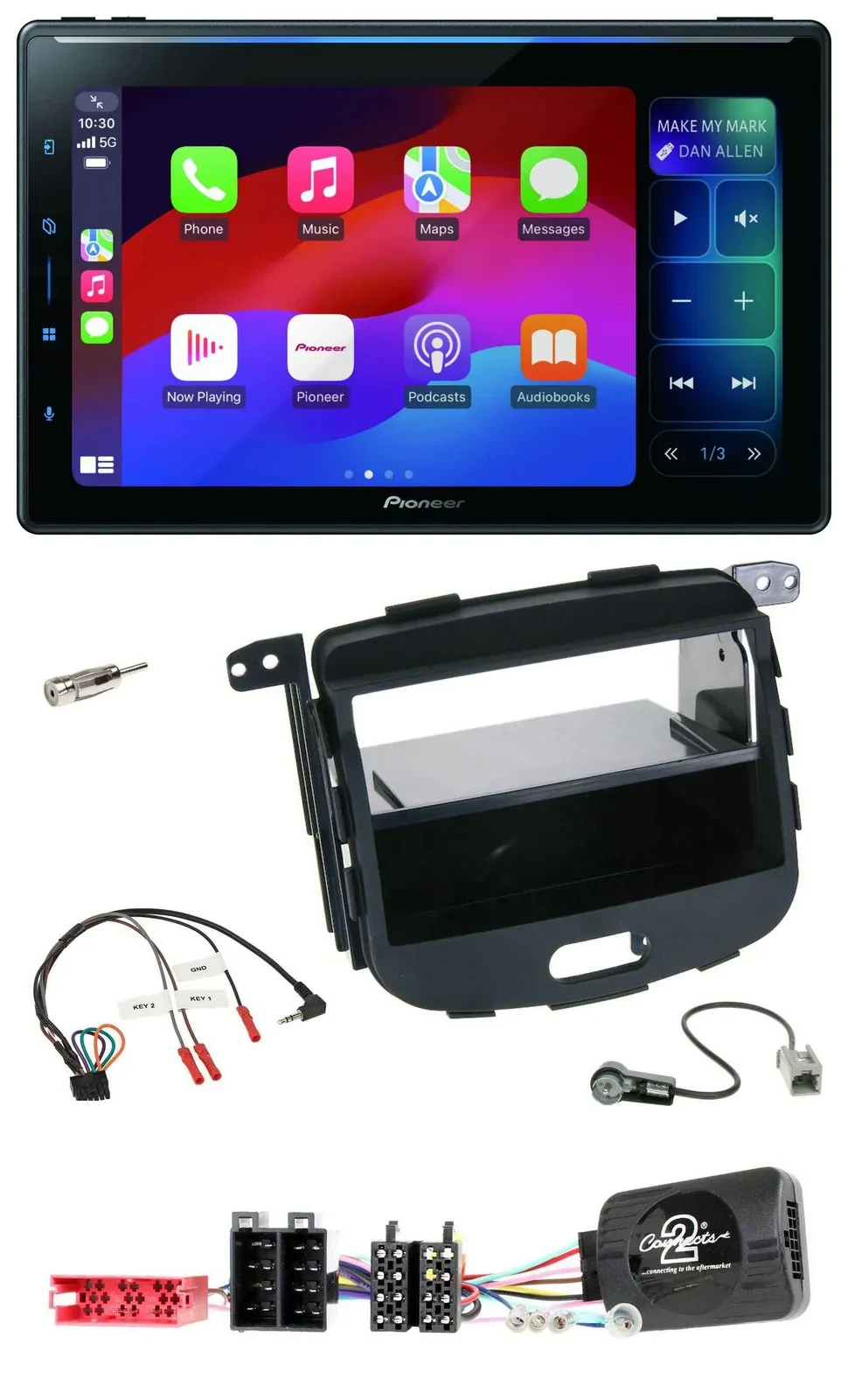 Pioneer Bluetooth DAB Lenkrad USB Autoradio für Hyundai i10 09-13 schwarz Rubber