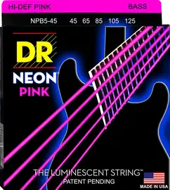 Струны для 5-струнной бас-гитары DR Strings Neon NPB5-45 45-125