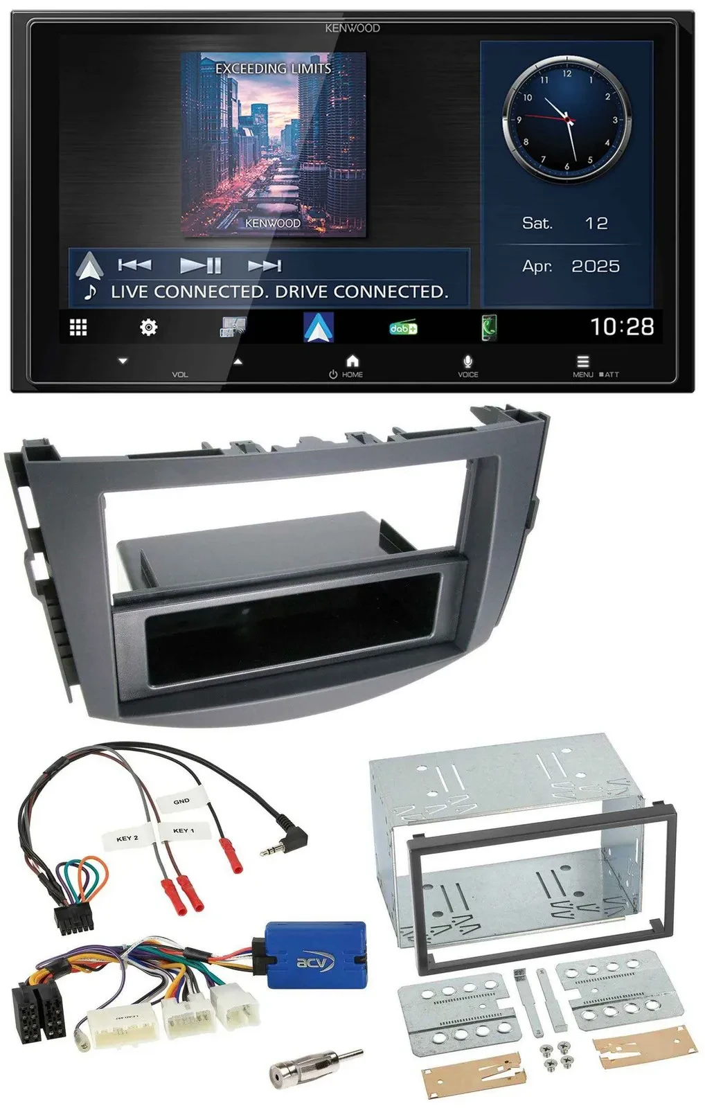 Автомагнитола для Toyota RAV4 Kenwood 2DIN, Bluetooth, USB, DAB, поддержка кнопок на руле, 28-pin