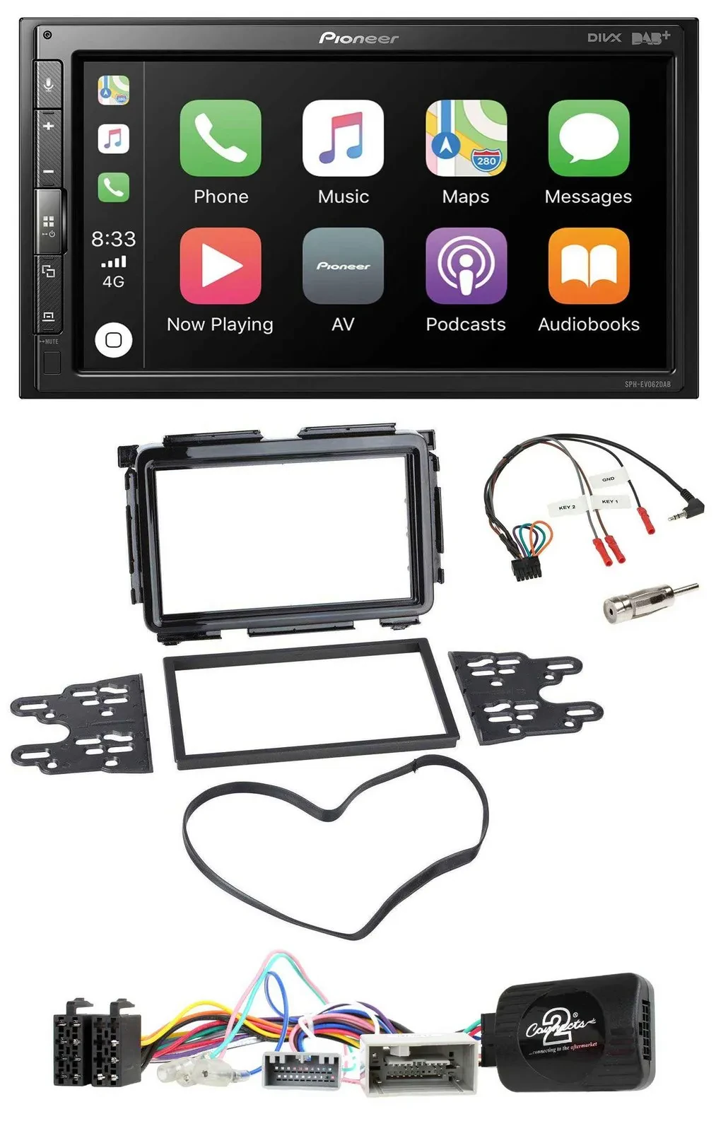 Pioneer USB Lenkrad DAB 2DIN Bluetooth Autoradio für Honda HR-V RU ab 2015 schwa