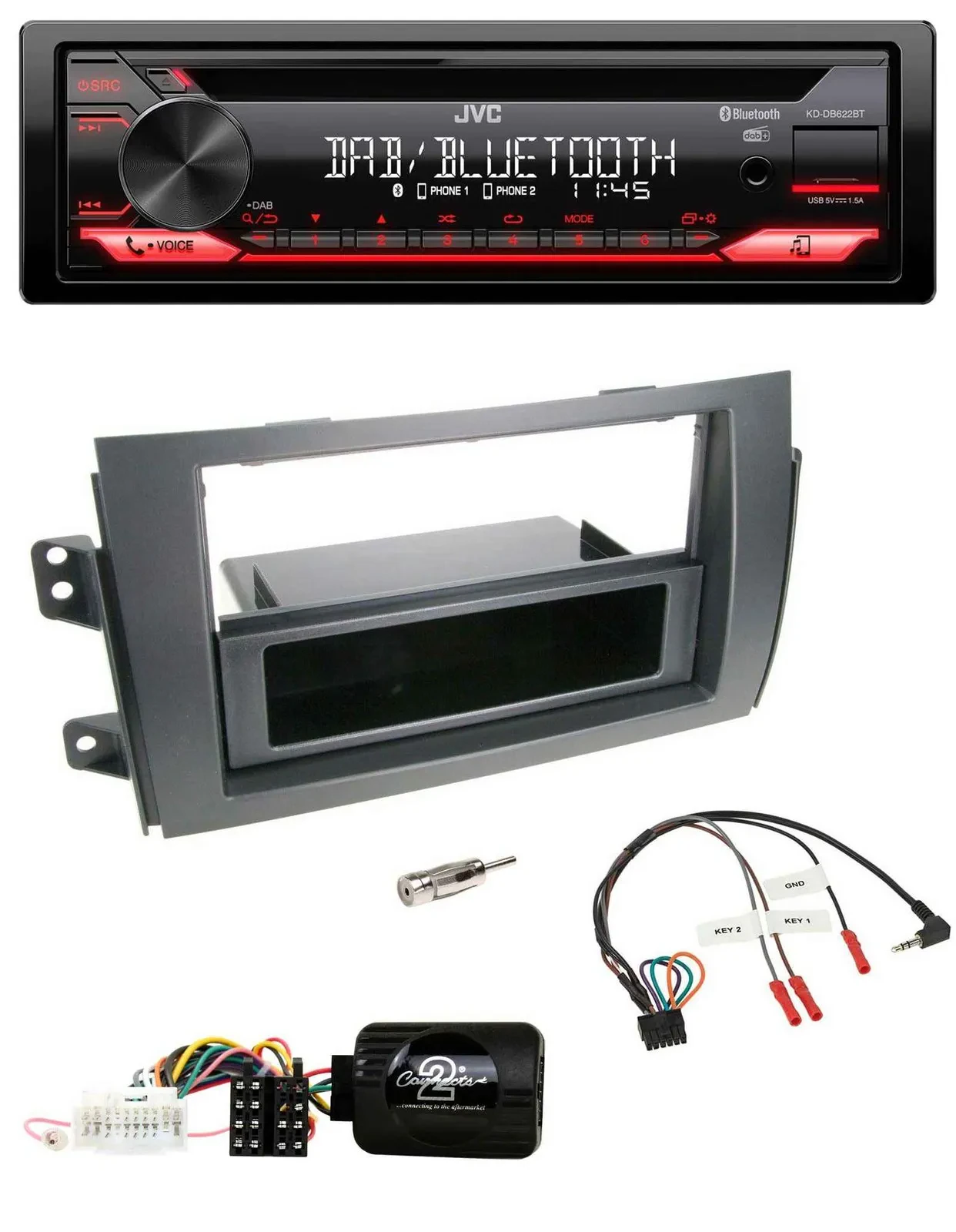 JVC CD DAB USB Bluetooth Lenkrad Autoradio für Fiat Sedici Suzuki SX4
