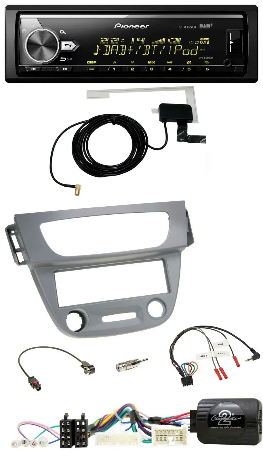 Автомагнитола для Renault Megane 3 (2012–2014) Pioneer Bluetooth, DAB, USB, серый