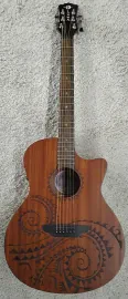Luna Guitars Gypsy Tattoo Mahogany AcousticElectric Grand Concert Guitar Natural