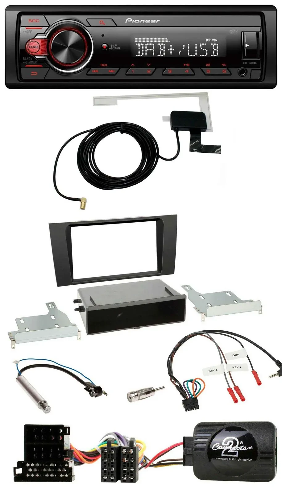 Pioneer 1DIN MP3 DAB USB Lenkrad Autoradio für Audi A4 B5 1999-2001