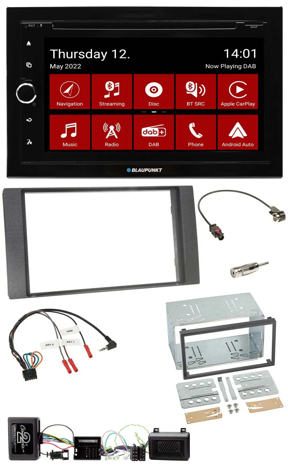 Blaupunkt Lenkrad DVD Bluetooth DAB 2DIN USB Autoradio für Ford Kuga 08-12 anthr